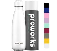 Proworks Bottiglia Acqua in Acciaio Inox, Senza BPA Vuoto Isolato Borraccia Termica in Metallo per Bevande Calde per 12 Ore & Fredde 24 Ore, Borraccia per Sport, Lavoro e Palestra 1 Litre Tutto Bianco