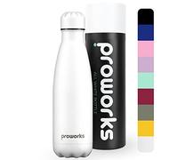 Proworks Bottiglia Acqua in Acciaio Inox, Senza BPA Vuoto Isolato Borraccia Termica in Metallo per Bevande Calde per 12 Ore & Fredde 24 Ore, Borraccia per Sport, Lavoro e Palestra - 500ml Tutto Bianco