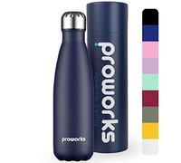 PROWORKS Bottiglia Acqua in Acciaio Inox, Senza BPA Vuoto Isolato Borraccia Termica in Metallo per Bevande Calde per 12 Ore & Fredde 24 Ore, Borraccia per Sport e Palestra - 500ml - Blu Mezzanotte