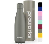 PROWORKS Bottiglia Acqua in Acciaio Inox, Senza BPA Vuoto Isolato Borraccia Termica in Metallo per Bevande Calde per 12 Ore & Fredde 24 Ore, Borraccia per Sport e Palestra - 500ml - Grigio gravità
