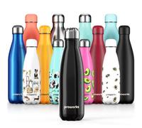 PROWORKS Bottiglia Acqua in Acciaio Inox, Senza BPA Vuoto Isolato Borraccia Termica in Metallo per Bevande Calde per 12 Ore & Fredde 24 Ore, Borraccia per Sport, Lavoro e Palestra - 1 Litre - Nero
