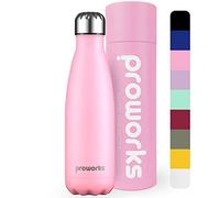 Proworks Bottiglia Acqua in Acciaio Inox, Senza BPA Vuoto Isolato Borraccia Termica in Metallo per Bevande Calde per 12 Ore & Fredde 24 Ore, Borraccia per Sport e Palestra - 1 Litre - Rosa Pastello