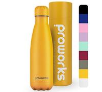 PROWORKS Bottiglia d'acqua isotermica senza BPA, borraccia in acciaio inox riutilizzabile per mantenere caldo 12 ore e freddo fino a 24 ore, per sport, palestra, viaggi, 500 ml, giallo tenero