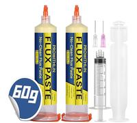 prowtihlin Stagno per Saldare 60ml, 2 Pezzi Paste per saldatura con 2 Aghi, 1 Spingitore & 1 Siringa - 60g Flussante per Saldatura a Stagno, ecc - Ideale per Saldatura a Stagno e Riparazioni BGA/PCB
