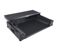ProX XS-RANESYSONEWLTBLLED Flight Case per controller RANE System One DJ, ripiano scorrevole per laptop, spazio rack 1U, ruote, luce mensola LED, ATA-300 Road Case, nero a nido d'ape digitale