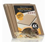 PROXINOVA Trappola per Topi per Casa con Colla Extra Forte - 4 Tavolette Adesive ad Alta Tenuta con Aroma Alimentare - Maxi Trappola per Topi Grandi Senza Veleno Uso Interno ed Esterno - Made in Italy