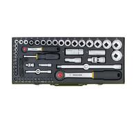 PROXXON 23040 - Set di chiavi a bussola, multi, 1/2” + 1/4”, 56 pezz
