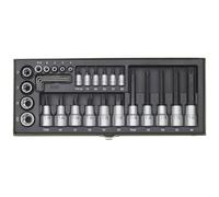 Proxxon 23103 - Chiave a bussola Torx, 6,3 mm e 12,5 mm (12,5 mm), set da 29 pezzi in scatola di metallo