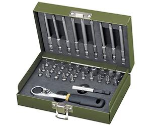 Proxxon 23109 - Set di inserti per meccanici di precisione con attacco esagonale 23158, 36 pezzi in scatola di metallo