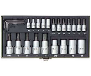 PROXXON Set bussole Torx da 1/2" e 1/4" 24 pz 23102