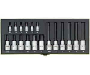 PROXXON Set per viti a brugola HEX da 1/2" e 1/4" 18 pz. 23100