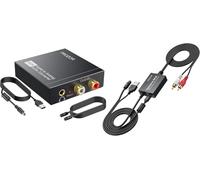 PROZOR 192Khz DAC Convertitore Audio Digitale ad Analogico con Cavo Ottico Adattatore Digitale SPDIF + DAC 2.1m SPDIF a RCA, 192KHz/24bit Adattatore Ottico Toslink a AV, Convertitore Audio Digitale