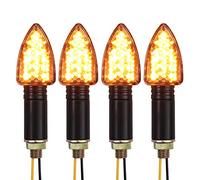 PROZOR 4Pz Indicatori di Direzione da Moto Omologati E24 Frecce Moto a 15 LED Impermeabili Luci di Direzione Universale con Filettatura M10 per Moto Scooter Cruiser Off Road - Luce Ambra