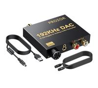 PROZOR Convertitore Audio Digitale Analogico 5.1 CH 192KHz DAC Volume Regolabile Convertitore Audio da Coassiale Toslink Segnali Audio Digitali ad Analogico RCA L/R e 3.5mm Supporta Dolby AC-3 DTS
