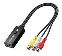 PROZOR Convertitore AV RCA a HDMI 1080P con Selettore 4:3/16:9 | Per console retro, lettori DVD, VHS e TV HDMI, conversione audio e video Plug & Play