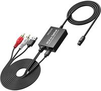 PROZOR Convertitore da RCA a SPDIF 2.1m Cavo da RCA a Digitale con Cavo Ottica 1m + Cable L/R 1,1m Adattatore da Audio Analogico L/R a Ottico Toslink SPDIF Digitale per HDTV Giradischi CD DVD