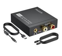 Prozor DAC Convertitore 192kHz/24bit - Convertitore Audio Digitale con Ingresso Coassiale RCA e Toslink, Uscita Stereo RCA + 3.5mm, Soppressione Rumori Automatica, Cavo Toslink DAC