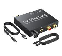 PROZOR DAC Convertitore 192Khz Volume Regolabile Convertitore Coassiale Toslink ad Analogico Stereo L/R con 3.5mm Jack Adattatore Audio Digitale con Cavo Ottico USB per PS3 TVBox Home Cinema