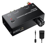 PROZOR Preamplificatore Phono Volume Regolabile Ingresso RCA e Uscita Tipo RCA e 1/4’’ TRS PreAmp Audiophile M/M da 2 RCA a 2 RCA Preamplificatore Giradischi con Adattatore EU - Nero