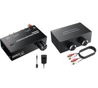 PROZOR Preamplificatore Phono Volume Regolabile Ingresso RCA e Uscita Tipo RCA e 1/4’’ TRS PreAmp+R/L Stereo Audio Switch Bidirezionale con 1.5m L/R Cavo 4X2/2X4 Stereo Audio Switch Splitter