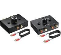 PROZOR Stereo Audio Switch R/L 1 in 2 out / 2 in 1 out Switch Audio Stereo Bidirezionale con 1.5m L/R Cavo + Commutatore Audio Stereo 3.5mm RCA - Stereo Audio Switcher Bidirezionale 2(1)-In-1(2)-Out