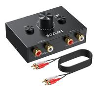 PROZOR Stereo Audio Switch R/L 1 in 2 out / 2 in 1 out Switch Audio Stereo Bidirezionale con 1.5m L/R Cavo Stereo RCA Audio Switch con Tasto Muto Commutatore Bidirezionale Audio Stereo L/R
