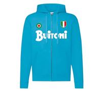 PRS - Felpa Tifoso del Napoli, Jacket con Zip e Cappuccio ricordo Primo Scudetto Napoli 1987/88,Felpa Idea Regalo Papa',Stadio (IT, Testo, XL, Regular, Regular, Azzurro)