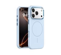 PRSTNN Metallo Lens Frame Liquid Silicone Semplice Colore Puro Cassa Del Telefono per 17 16 15 14 13 12 Pro Max 17 Air 16 15 14 Plus Wireless Charge Antiurto Copertura, Nuvola Blu, per iPhone 16 Pro