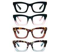 prtcslwd Confezione da 4 occhiali da lettura da donna, stile Oprah Oprah, oversize, con cerniera a molla, blu (nero/nero/rosa/tartaruga/marrone/tartaruga blu, 2)