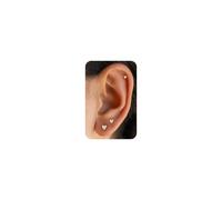 PRTGL Orecchini a perno piatto placcati in oro 14 K / oro bianco 6 pezzi mini chiodi a schiena piatta per donne: motivi floreali, cuori, stella, luna, ape con zirconi, Ottone, Senza Gemme