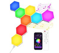 Prtoworior Pannello LED Esagonale RGB 8 Pezzi Luci Smart Sei-Angoli Lampade da Parete per Gaming con Sincronizzazione Musicale e Controllo tramite App, Pannelli di Luce per Camera dei Giochi