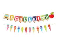 Pruadeor Set di ghirlande decorative per l'inizio della scuola, con matita, lettere e sacchetto per la scuola, striscione di carta per l'inizio della scuola, decorazione per feste