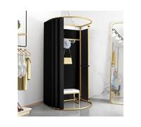 PRUJOY Camerino del Negozio di Abbigliamento Spogliatoio Portatile con Tenda ombreggiante Spogliatoio Spogliatoio temporaneo ad Angolo Montato a Parete (Black)