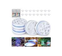 PRUMYA Waterproof Submersible Lamp - 13 LEDs 16 Colors - Pack of 4pcs + 2 Remote Controls