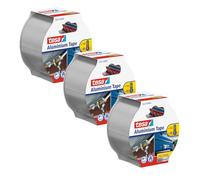 tesa Nastro adesivo in alluminio in confezione da 3 pezzi, per riparazioni di superfici metalliche, 3 x 10 m x 50 mm