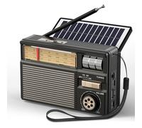 PRUNUS J-139S Radio Portatile AM/FM/SW, Mini Radio Solare Bluetooth 6.0, Piccola Radiolina Portatile Batteria Ricaricabile 1800 mAh con Lanyard, Supporta TF/USB/AUX, per Casa, Giardino.