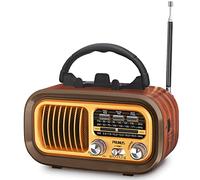 PRUNUS J-150 Radio Portatile Vintage FM/AM/SW, Bluetooth, Radio con Batteria Ricaricabile da 1200 mAh, Supporta TF/USB, per Casa, Cucina, Tavolo