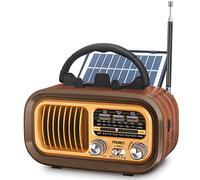 PRUNUS J-150 Radio Portatile Vintage FM/AM/SW, Bluetooth, Retro, Piccola, Radio Solare, Batteria Ricaricabile, Pile, TF/USB, Casa, Cucina, Tavolo