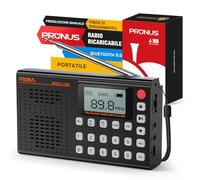 PRUNUS J-168 Mini Radio Portatile FM/AM/SW, Radiolina Portatile Digitale Bluetooth Ricaricabile con Preset, Timer Spegnimento, Jack Cuffie, Supporto USB/AUX/TF Card, Casa e Viaggio.