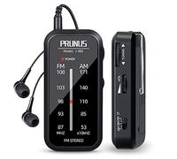 PRUNUS J-985 Mini Radio Portatile FM/AM con Cuffie e Clip Posteriore