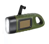 prunus Lampe de Poche LED d’Urgence, Lampe Torche Solaire Rechargeable, Lampes de Poche Dynamo avec Mousqueton, Mini Lampe Torche avec Manivelle et Panneau Solaire Pour l’Extérieur/Camping (Vert)