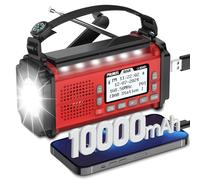 PRUNUS Radio a manovella DAB/FM, radio di emergenza con batteria da 10000 mAh, radio DAB con Bluetooth, radio di emergenza con torcia, allarme SOS e funzione di ricarica del cellulare per Ourdoor