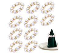 Pruojhw Anelli Per Tovaglioli Con Perle | Portatovaglioli In Perla Imitazione | 10 Pezzi Di Fascie Con Perline - Per Tavola Da Pranzo Festa Appuntamento Cena Stile Campagna Matrimonio Hotel E