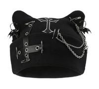 Pruojhw Berretto Con Orecchie Da Gatto Da Donna - Streetwear Gotico A Maglia Con Catena Per La | Cappello Gotico - Per Ragazze Adolescenti Inverno Outdoor Natale Pasqua Festa