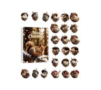 Pruojhw Calendario dell'Avvento con ciondoli a forma di animale, festività invernali 2D, piatto | conto alla rovescia fino a con animali da ghiande, per famiglie, amici, adulti, bambini, finestre