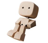 Pruojhw Figura di Holzmann scuote, piccola figura in legno, fatta a mano, decorazione per auto, divertente testa oscillante, per camera da letto, auto, libreria