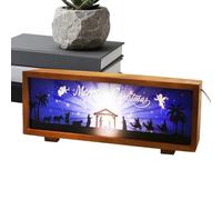 Pruojhw Lampada Notturna di Gesù,LED Lampada Decorativa,Presepe In Legno Per Decorazioni Natalizie - per Chiesa Fattoria Camera da Stanza dei Giochi Festa Festival Invernale Libreria