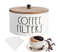 Pruojhw Portafiltri per caffè - Decorazione per caffè in stile rustico in legno con coperchio, contenitore per filtro da banco - per metodo di versamento, servizio, per il campeggio e il