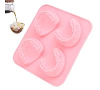 Pruojhw Stampo per cubetti di ghiaccio a forma di dente in silicone per congelare 4 volte divertenti, per cocktail, frutta, picnic, cucina