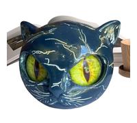 Pruojhw Statua Gatto Nero - Scultura in Resina Gatto Nero con Texture Marmo e Occhi Ambra - Decorazione Ricordo per Collezionisti Amanti degli Animali Domestici e Famiglie
